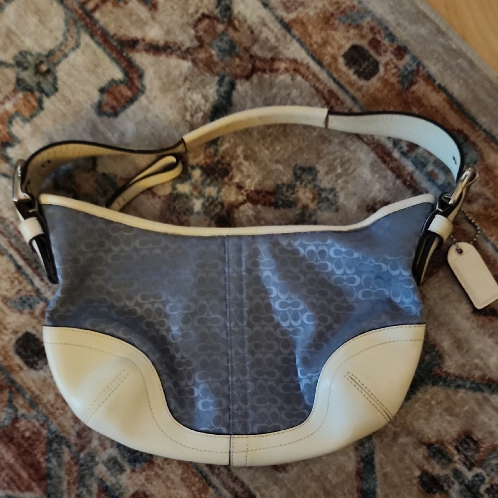 Coach Limited Edition Baby Blue and White Shoulder Bag